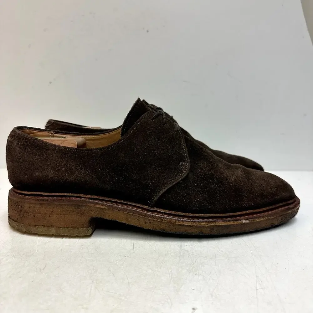 NEW HEELS Crockett & Jones Suede Plain Toe Derby Bench Made in England 10.5 D
